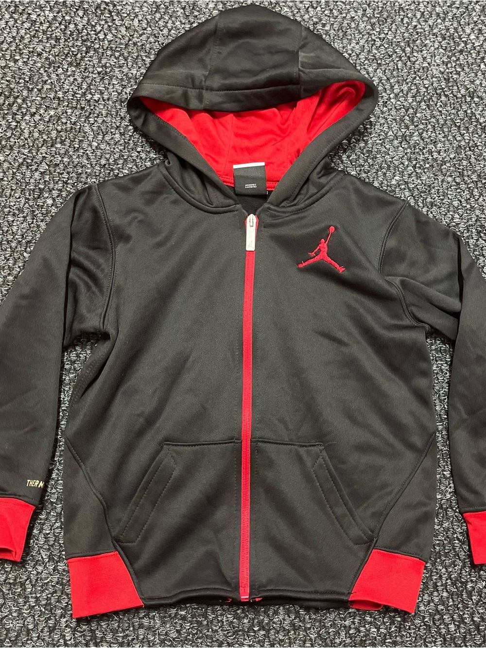 Jordan Black Hoodie with Red Accents and Jumpman Logo